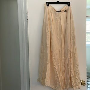 Pleated Wrap Maxi Skirt
